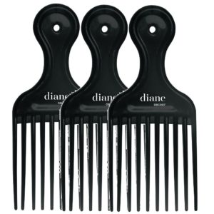 Diane DBC007 Plastic Lift Comb Black 3pk