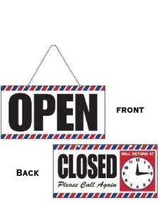 Scalpmaster Open / Closed Sign with Clock